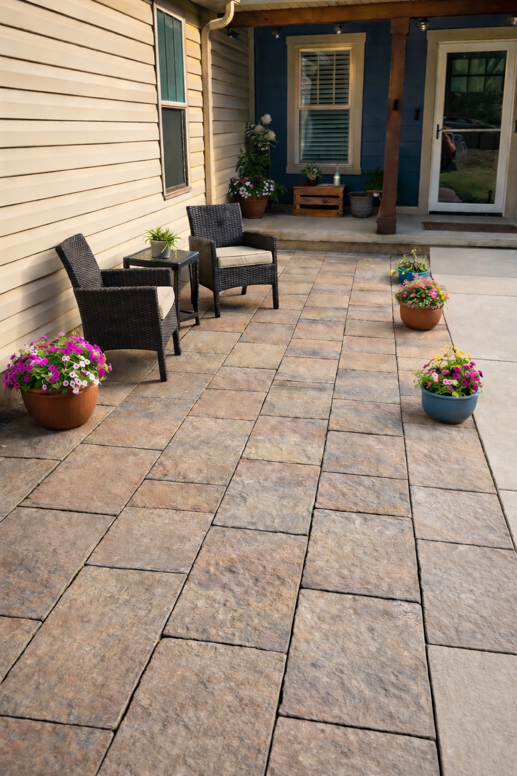 Front Yard Paver Patio — before and after project